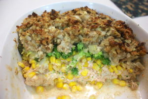 One dish chicken and stuffing casserole