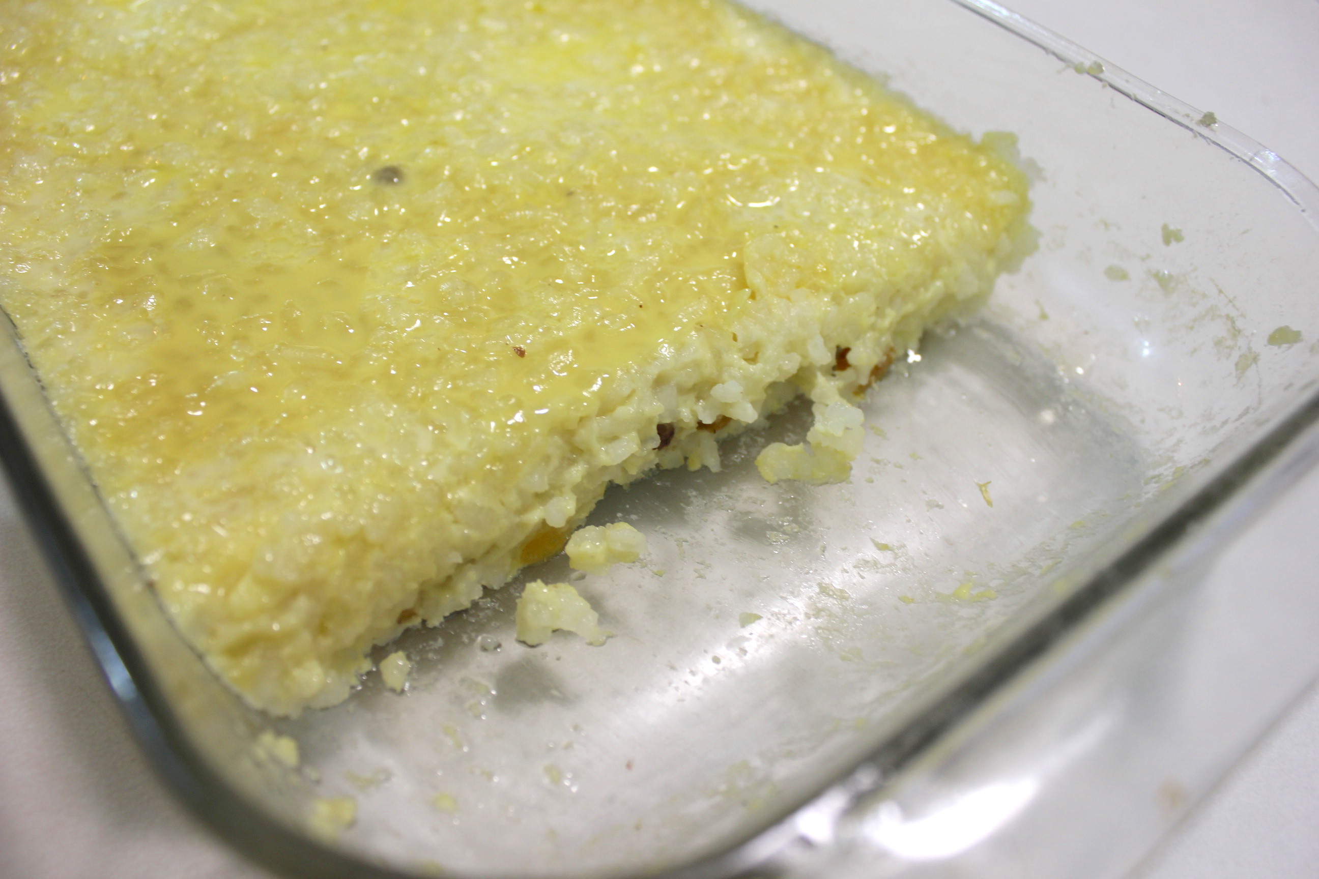Baked rice pudding with leftover rice