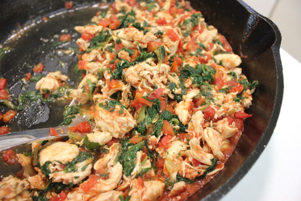 One Pan Chicken, Spinach and Tomatoes