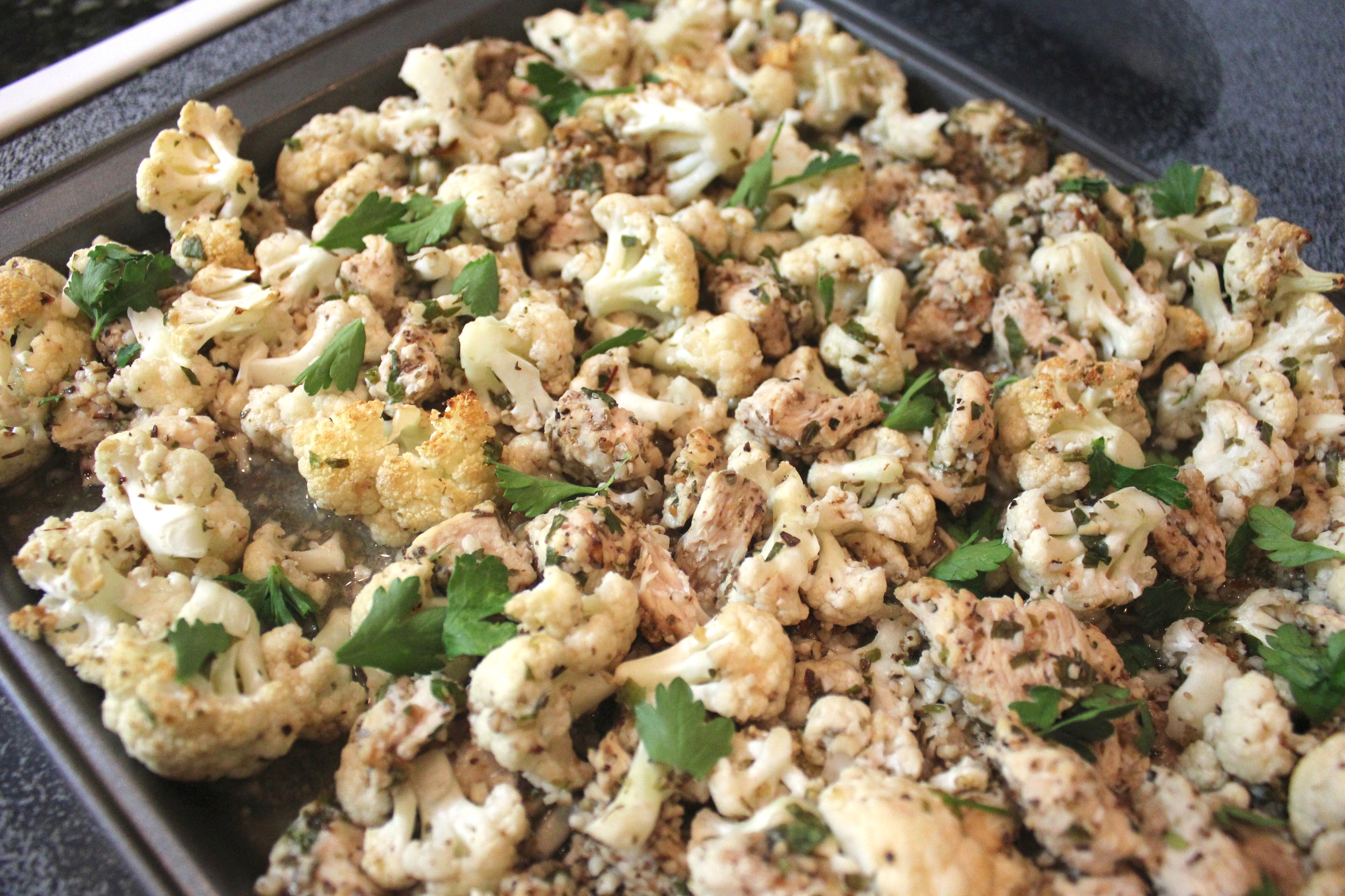 One Pan Roasted Chicken Breast and Cauliflower
