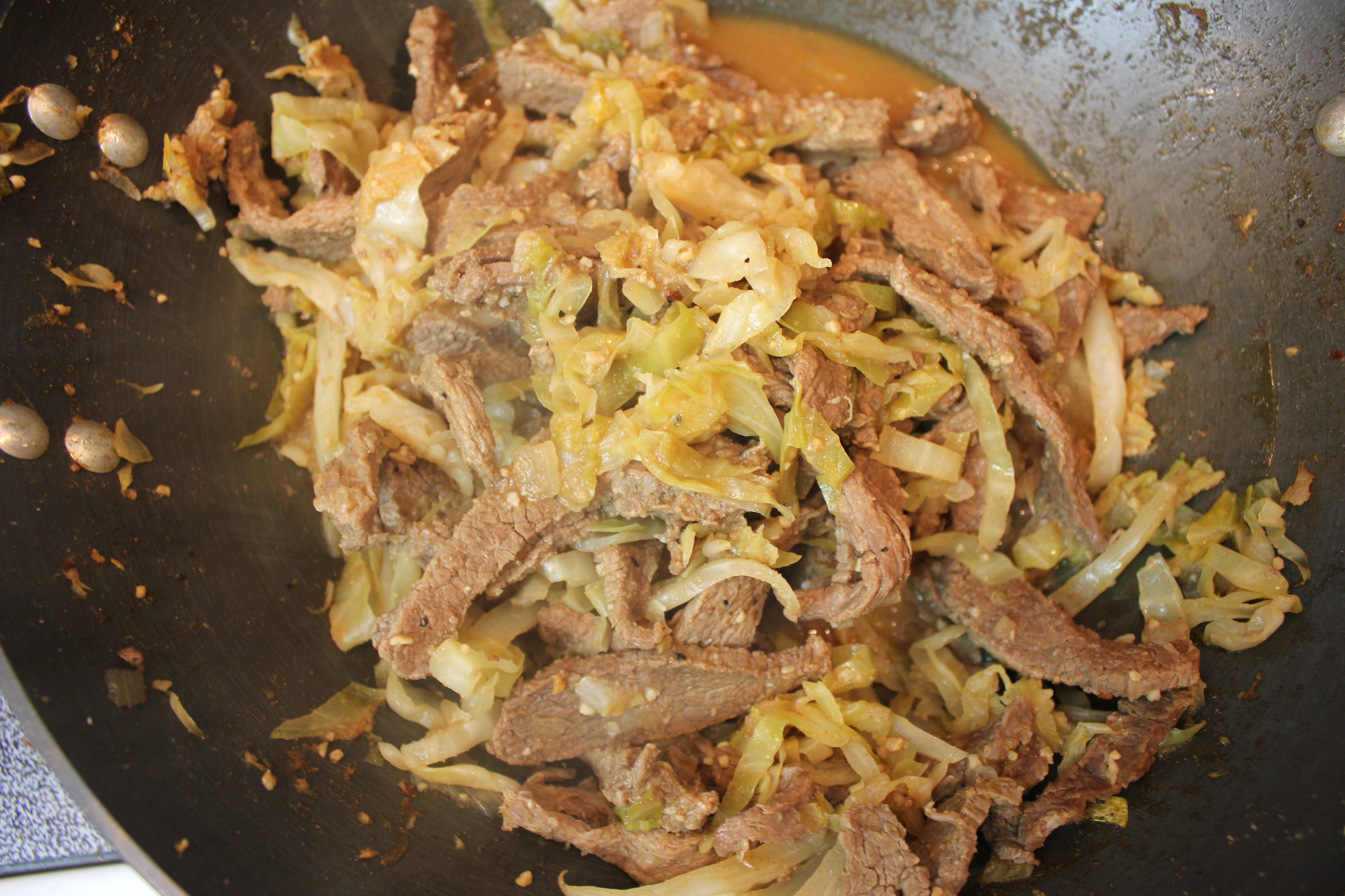 One pan beef and cabbage