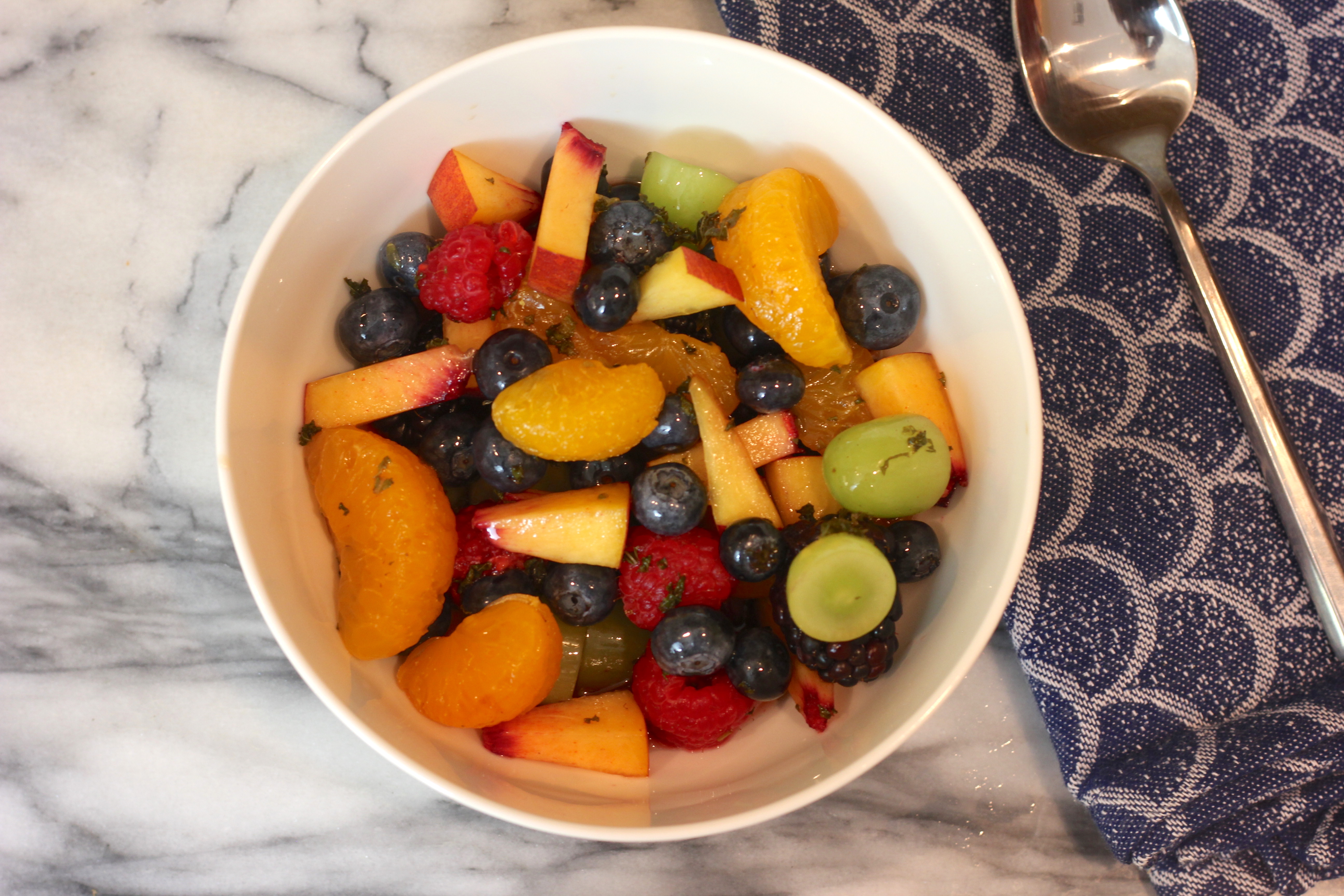 Fruit salad recipe with mint simple syrup