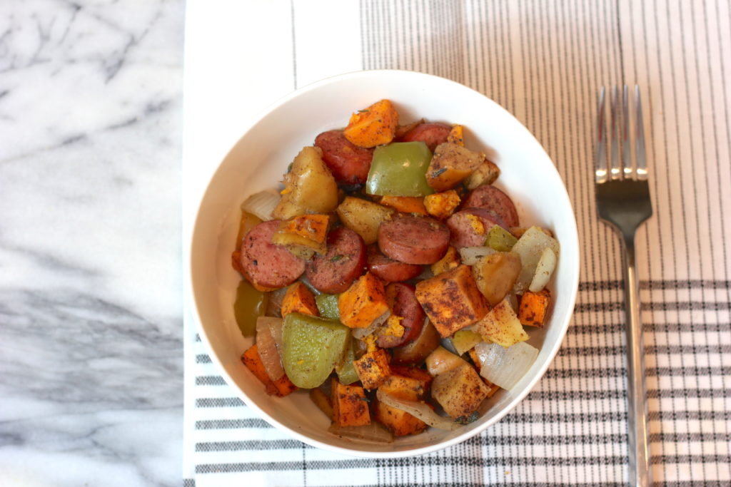 Smoked Sausage, Sweet Potatoes & Apples - Mr. B Cooks