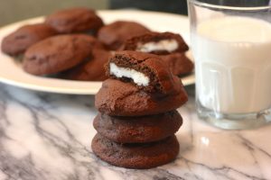 Chocolate Peppermint Pattie Stuffed Cookies